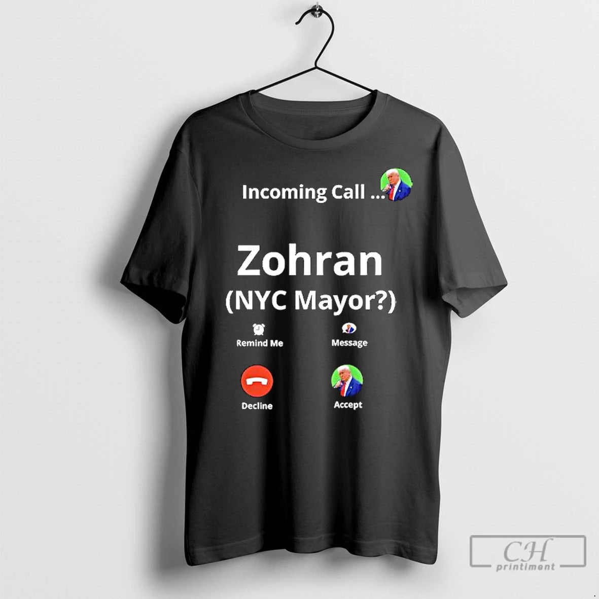 Premium Zohran Mamdani For Nyc Mayor Funny Fake Call Screen Graphic Shirt Hoodie Sweatshirt | PurePodTees.com