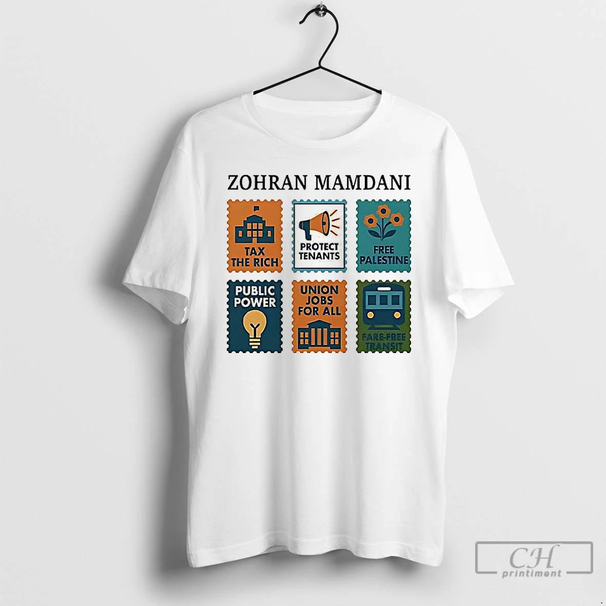Premium Zohran Mamdani Tax The Rich Postage Stamps T Shirts Hoodie Sweatshirt | PurePodTees.com