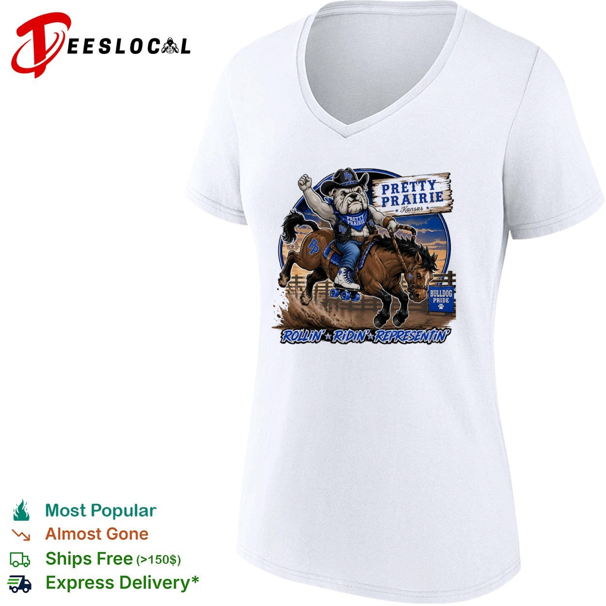 Pretty Prairie Kansas Bulldog Pride Rollin Ridin Representin shirt