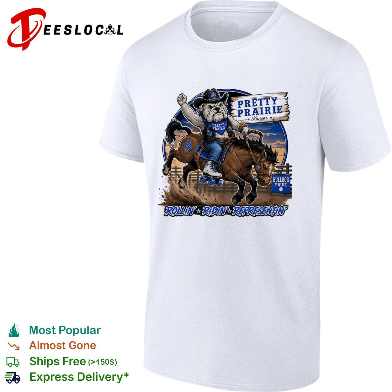 Pretty Prairie Kansas Bulldog Pride Rollin Ridin Representin shirt