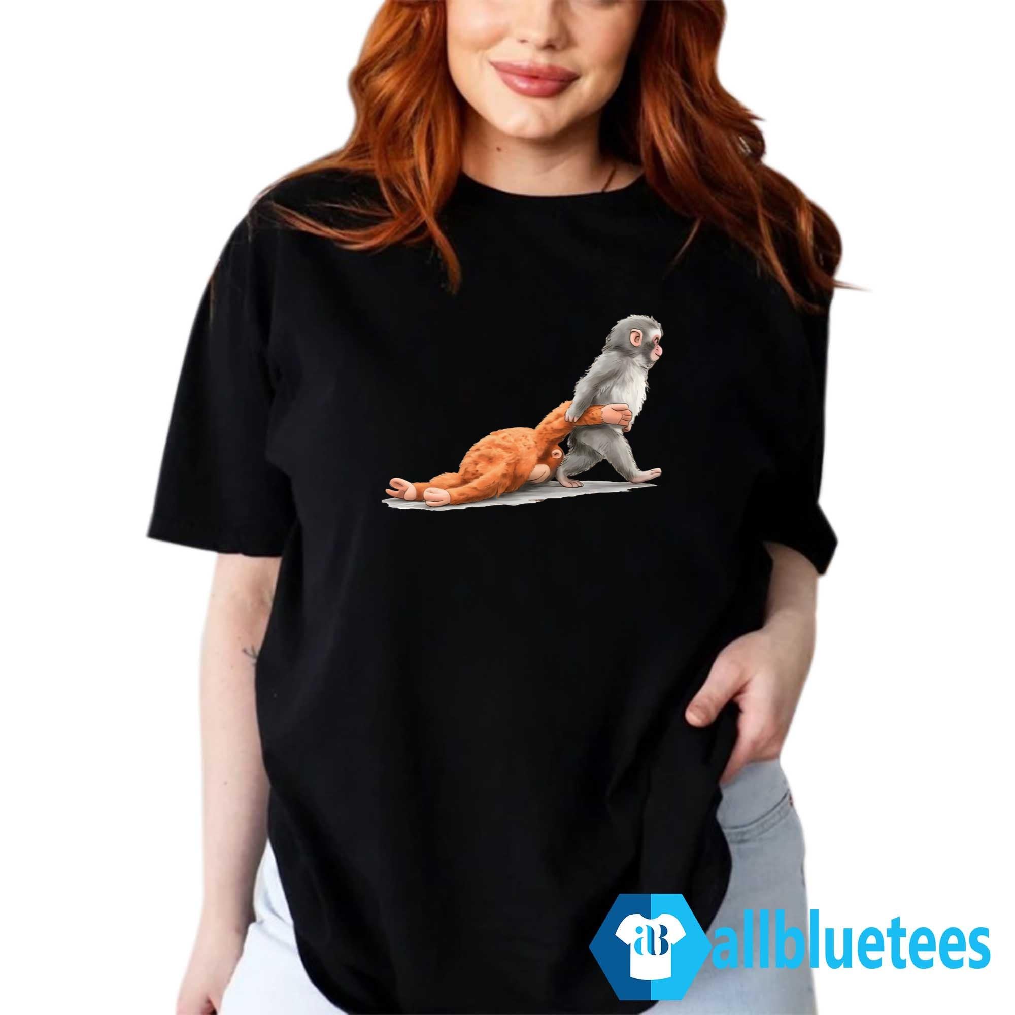 Punch Baby Monkey Holding Plush Toy Shirt