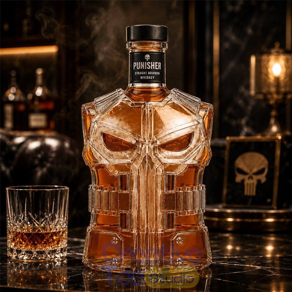 Punisher Skull Tactical Armor Whiskey Bottle – Limited Edition