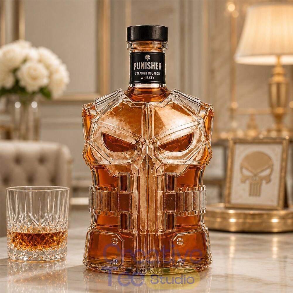 Punisher Skull Tactical Armor Whiskey Bottle – Limited Edition