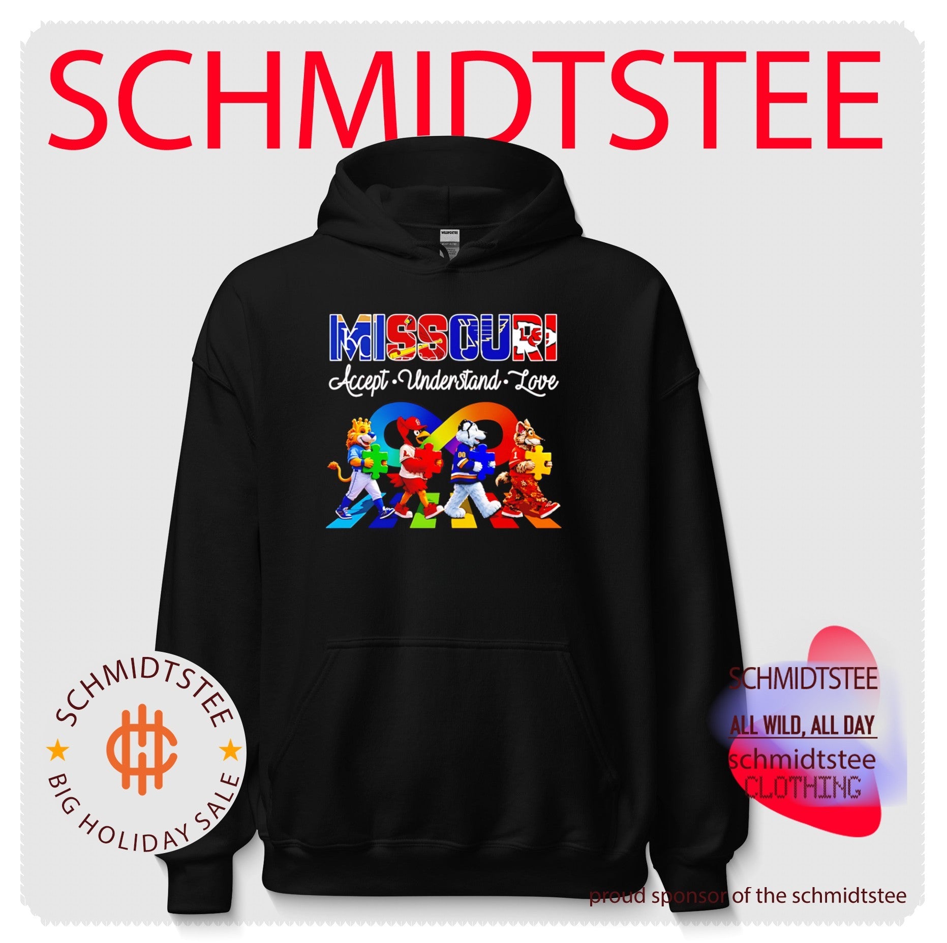 Missouri Accept Understand Love with Kansas City Royals Cardinals Blues and Chiefs Mascots shirt