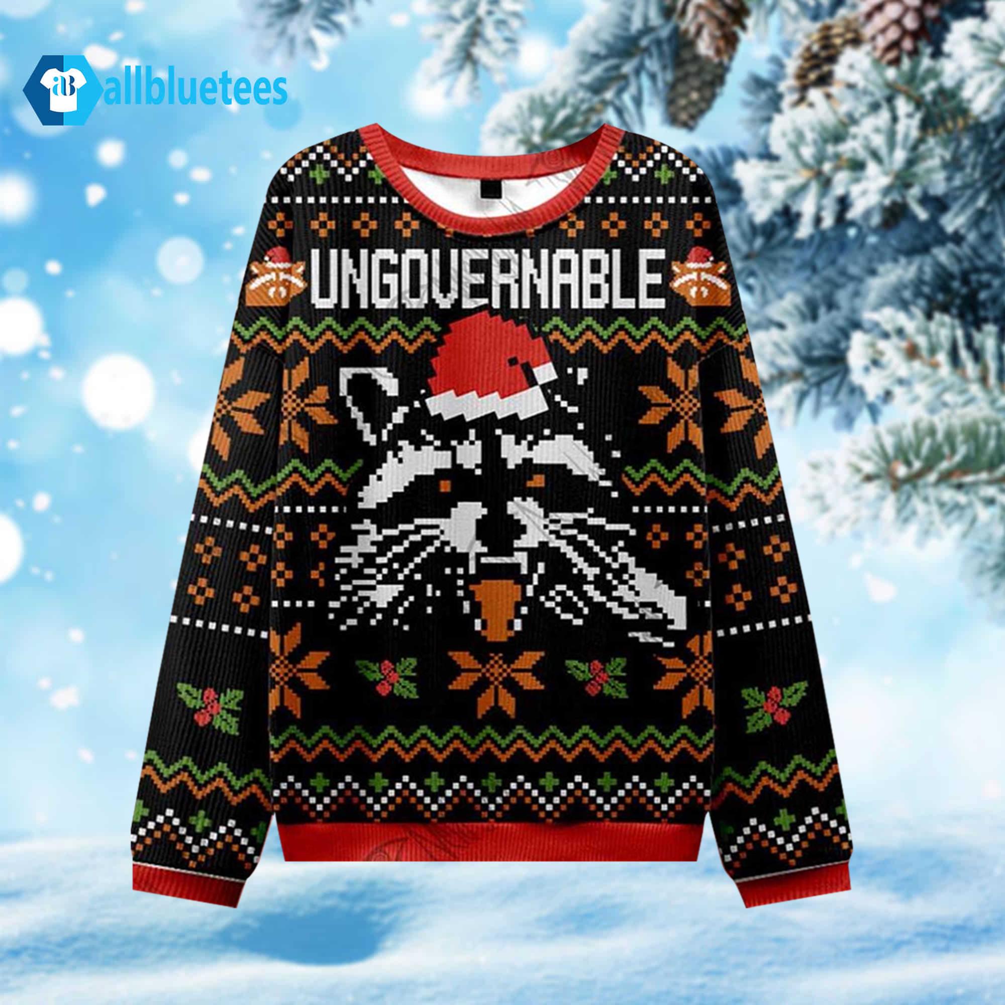 Raccoon Ungovernable Ugly Christmas Sweater