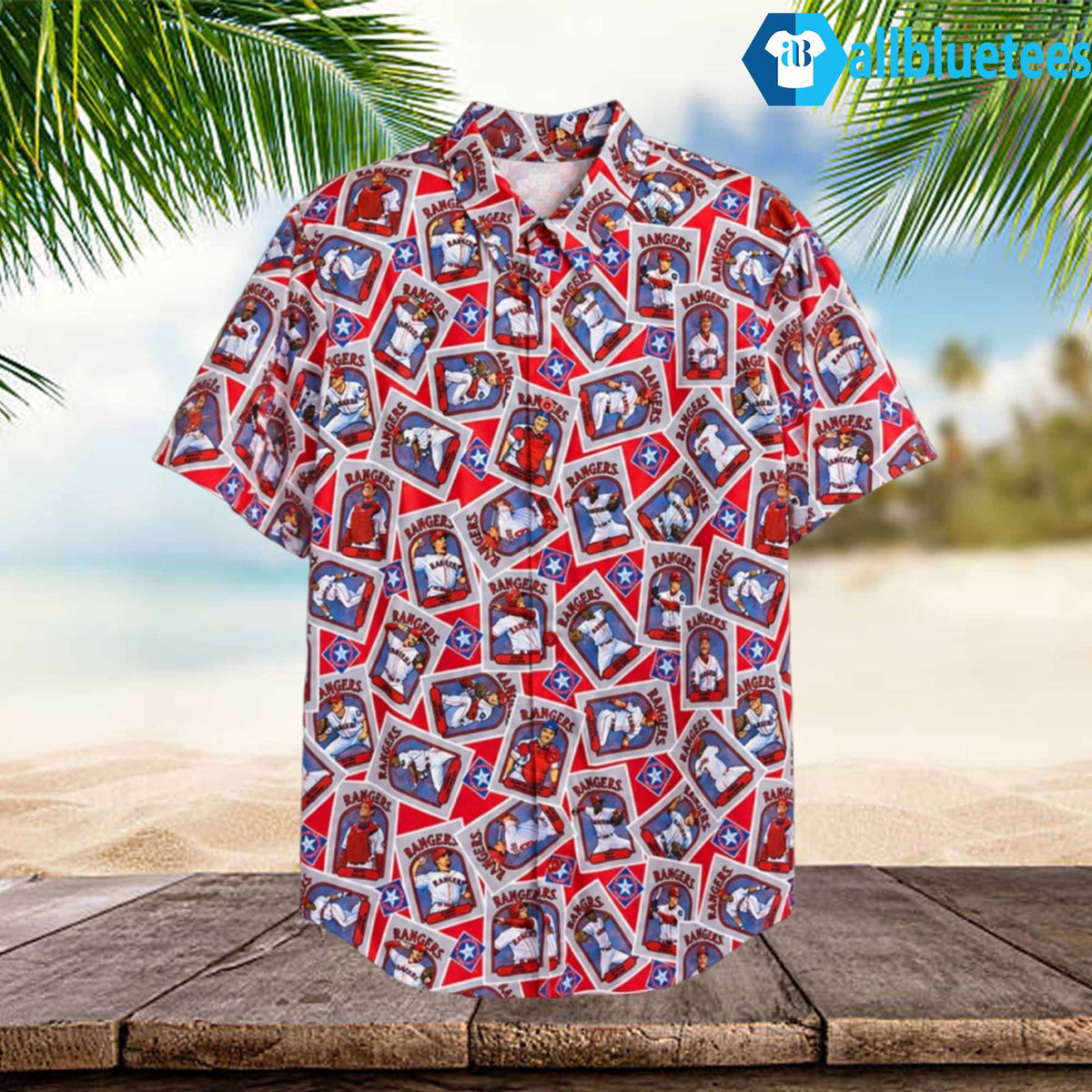 Rangers Team 1996 Baseball Card Hawaiian Shirt