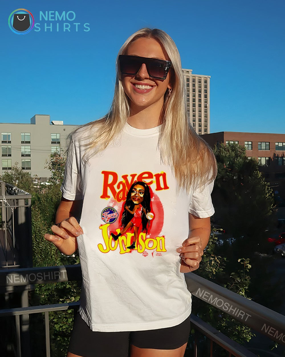 Raven Johnson Indiana Fever team caricature shirt