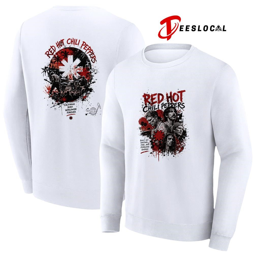 Red Hot Chilly Peppers built on rhythm fire and fearless energy graphic shirt