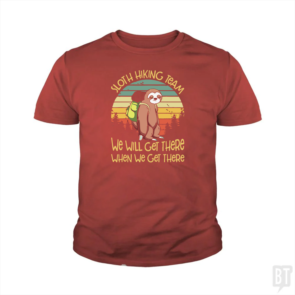 Funny Sloth Hiking Team Kids Shirt