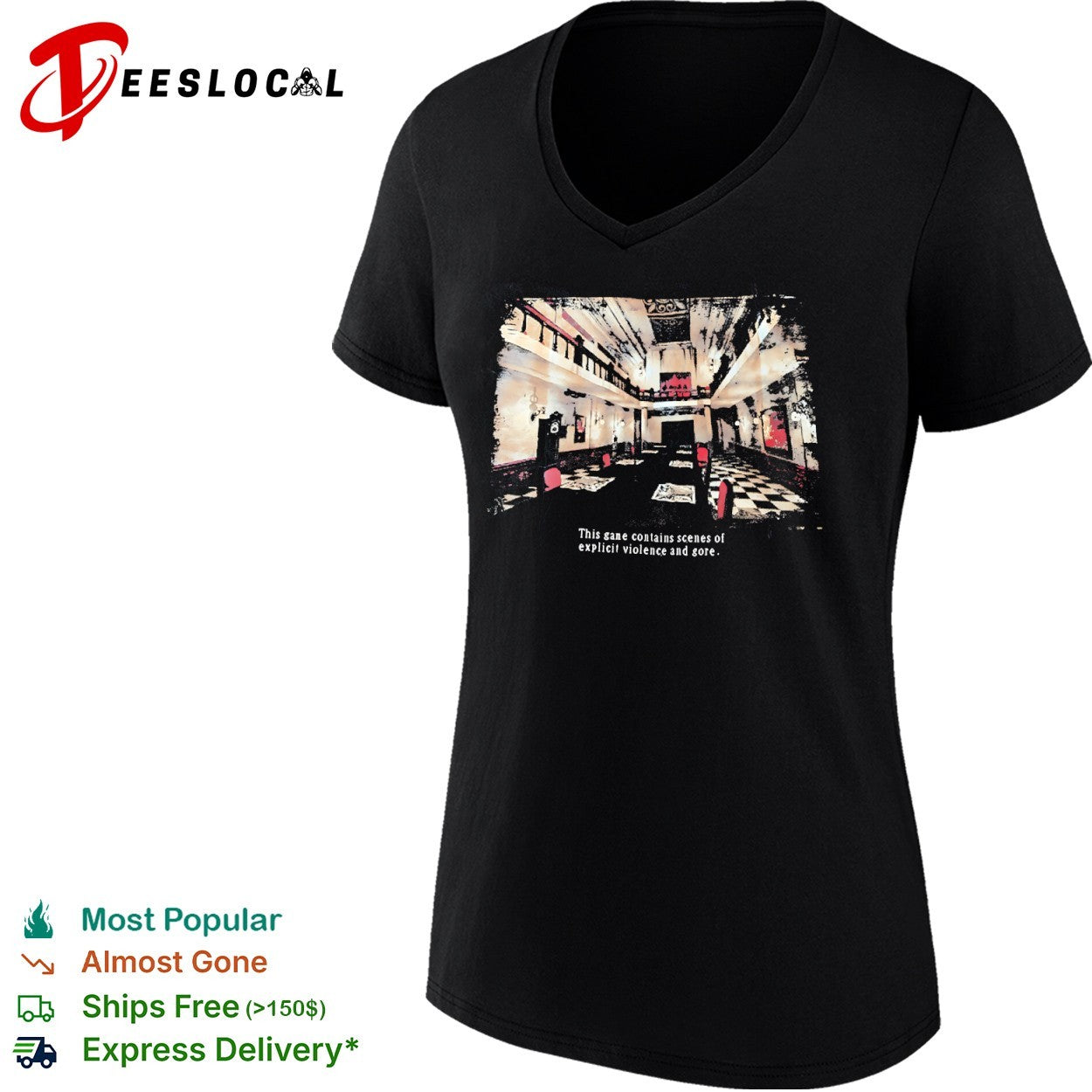Resident Evil Capcom survival horror mansion hall this game contains scenes shirt