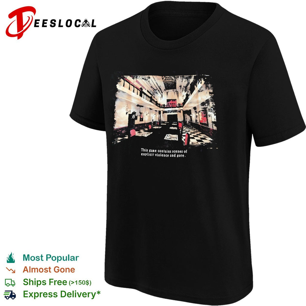 Resident Evil Capcom survival horror mansion hall this game contains scenes shirt