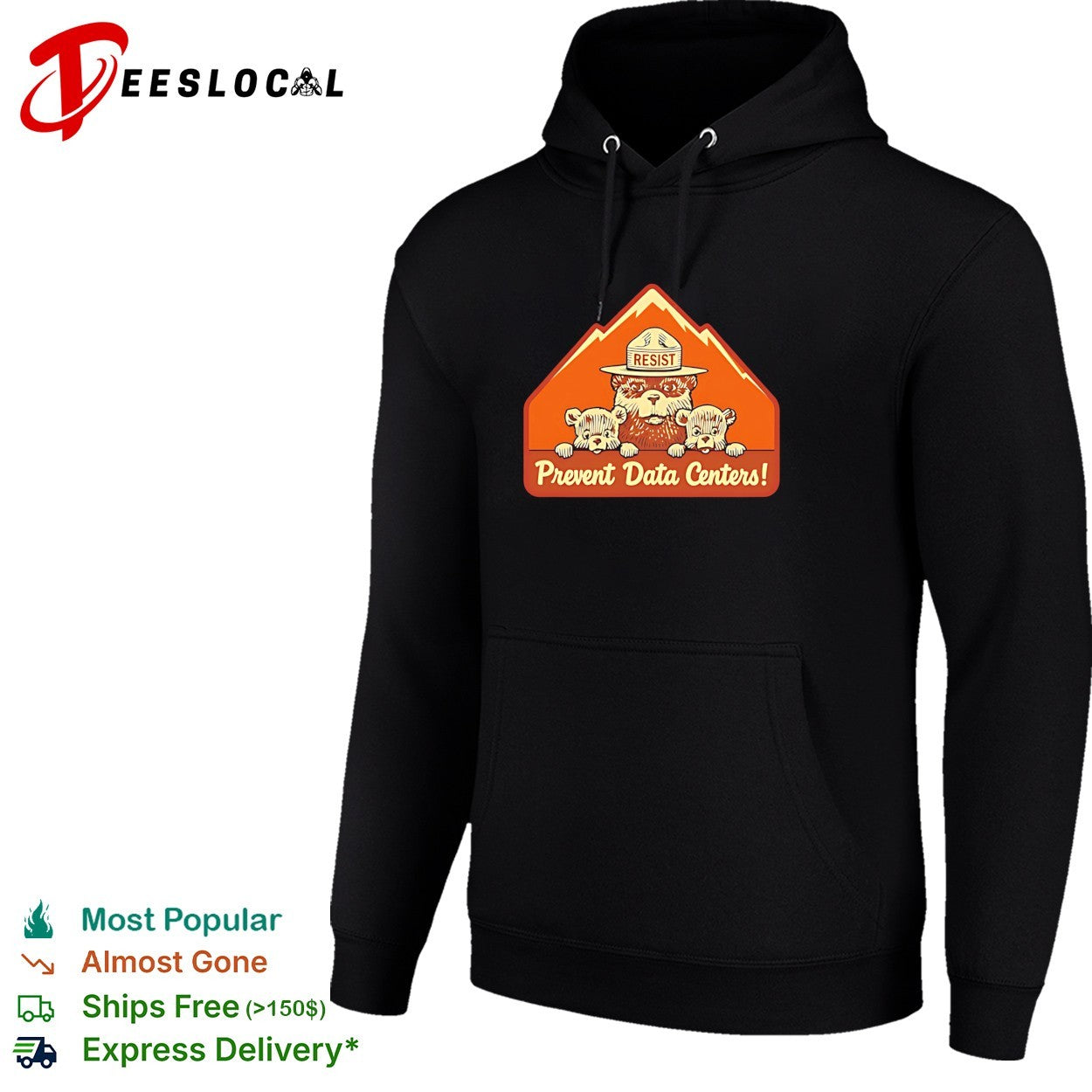 Resist Prevent Data Centers Smokey Bear Parody shirt