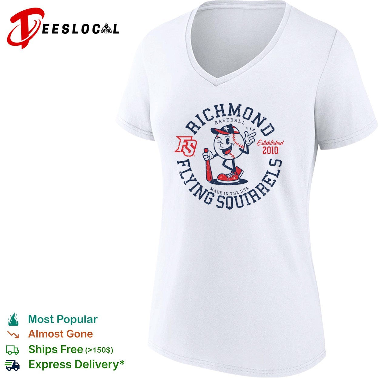 Richmond Flying Squirrels established 2010 made in the USA mascot shirt