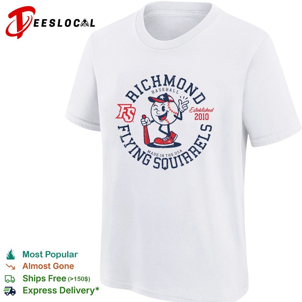 Richmond Flying Squirrels established 2010 made in the USA mascot shirt