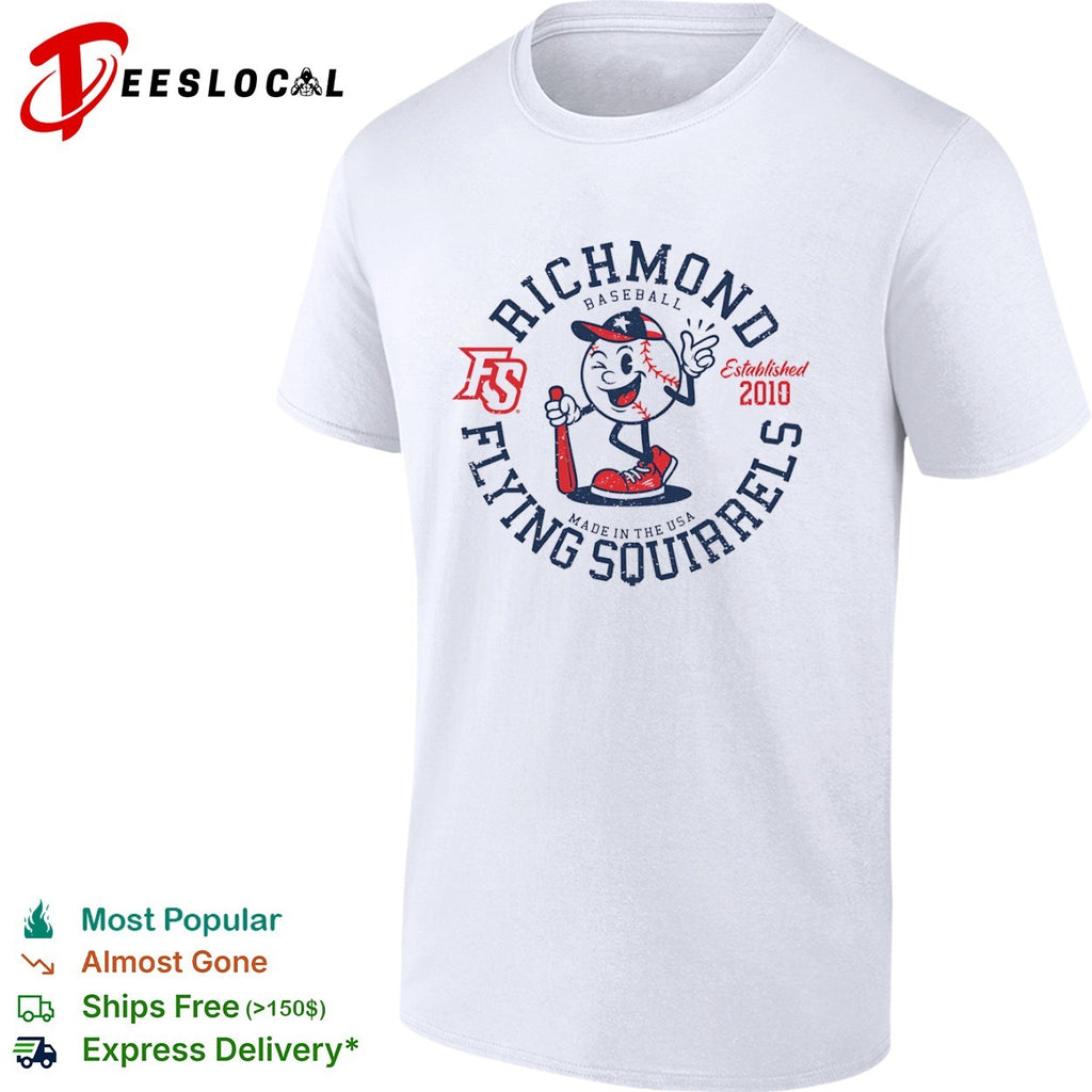 Richmond Flying Squirrels established 2010 made in the USA mascot shirt