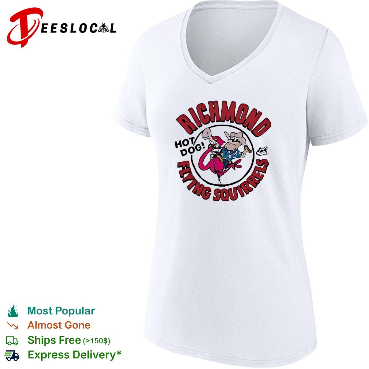 Richmond Flying Squirrels hot dog flamingo shirt