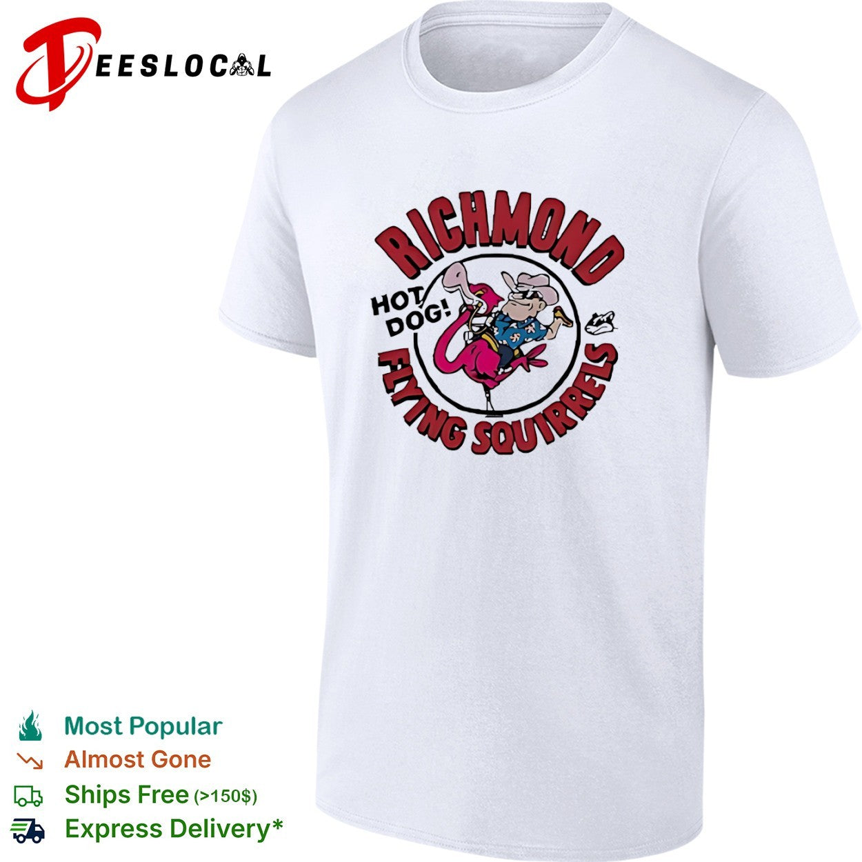 Richmond Flying Squirrels hot dog flamingo shirt