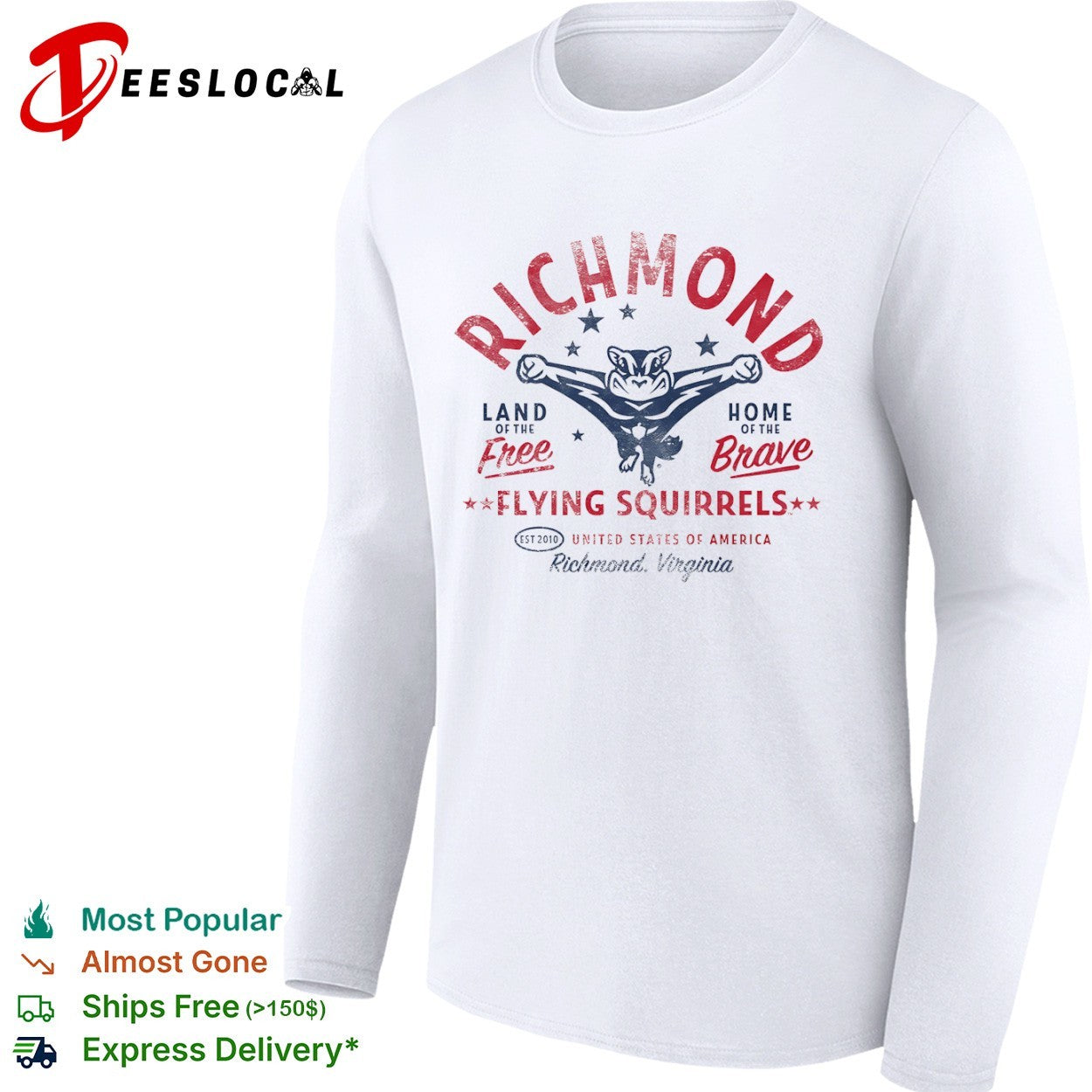 Richmond Flying Squirrels land of the free home of the brave United States of America shirt