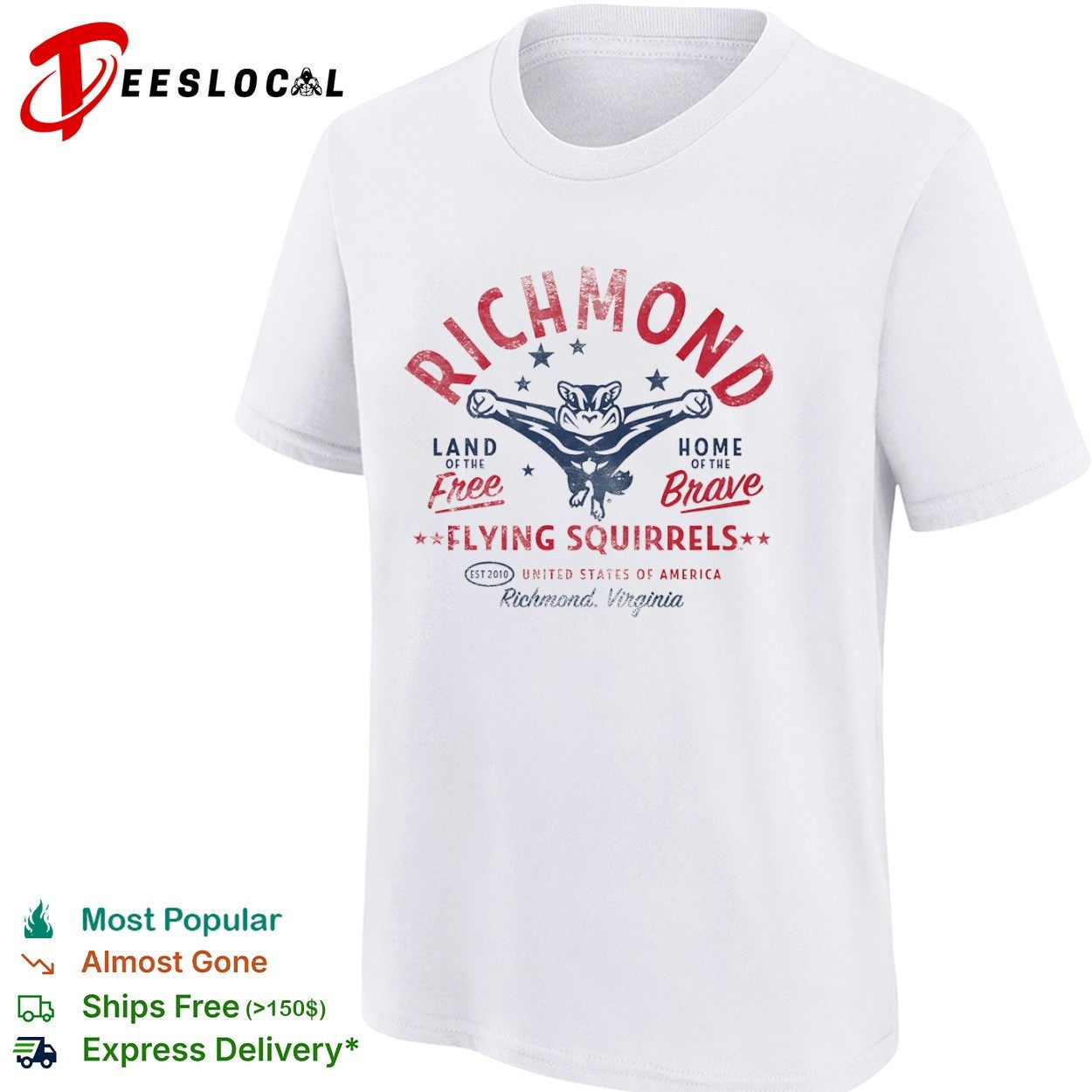 Richmond Flying Squirrels land of the free home of the brave United States of America shirt