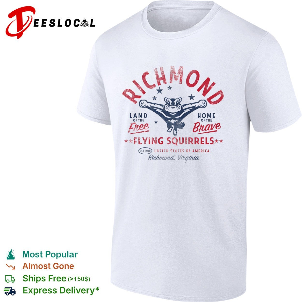 Richmond Flying Squirrels land of the free home of the brave United States of America shirt