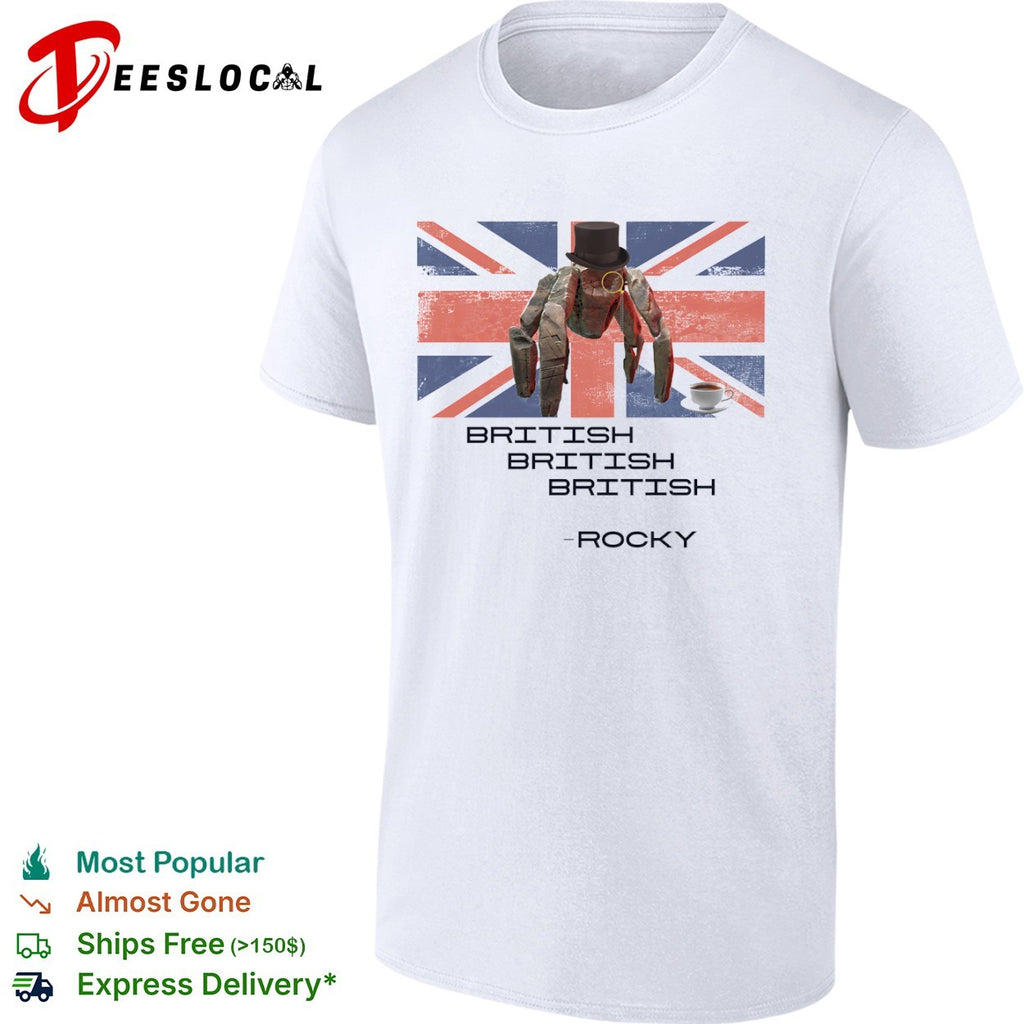 Rocky British alien spider top hat tea cup shirt
