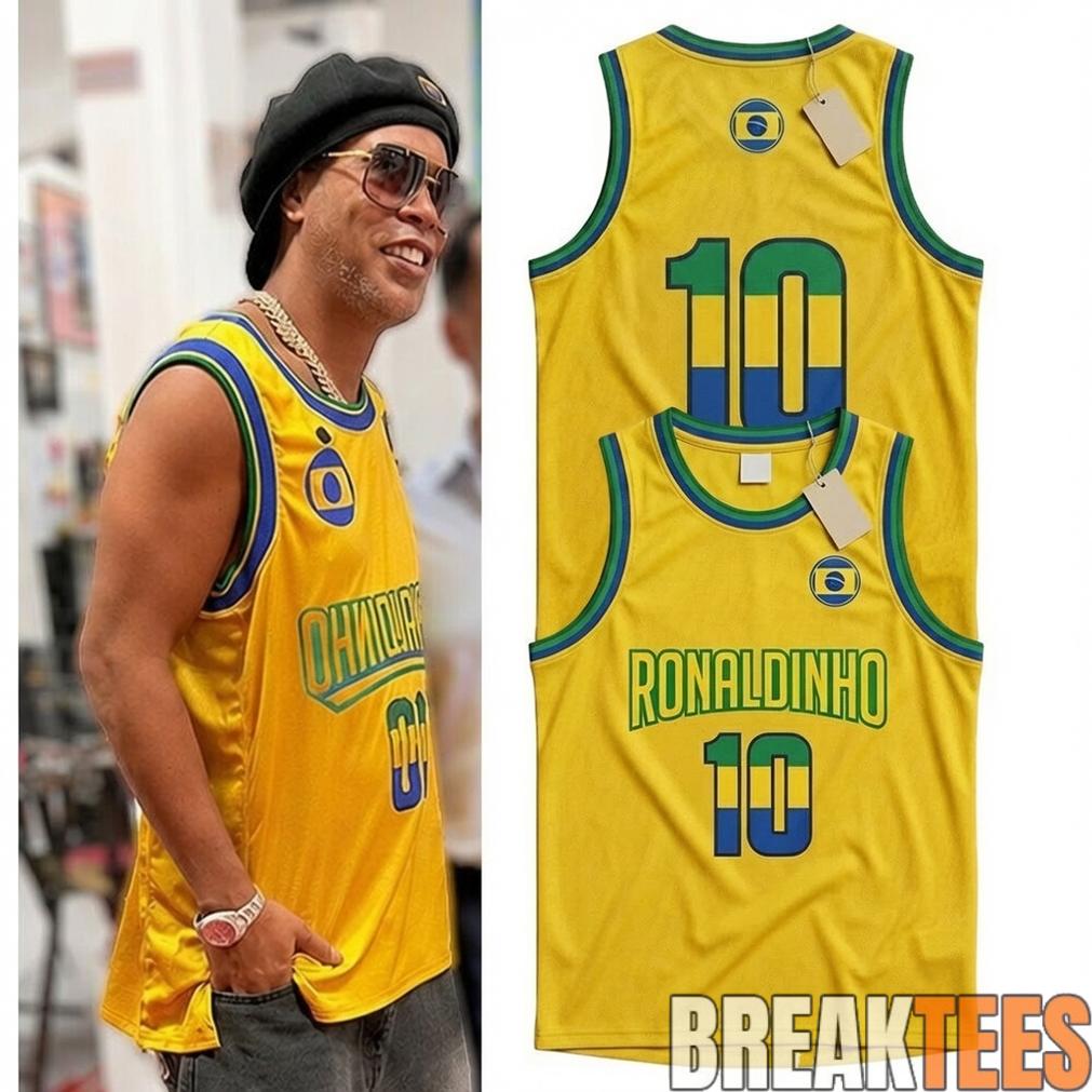 Ronaldinho #10 Brazil Yellow Basketball Jersey