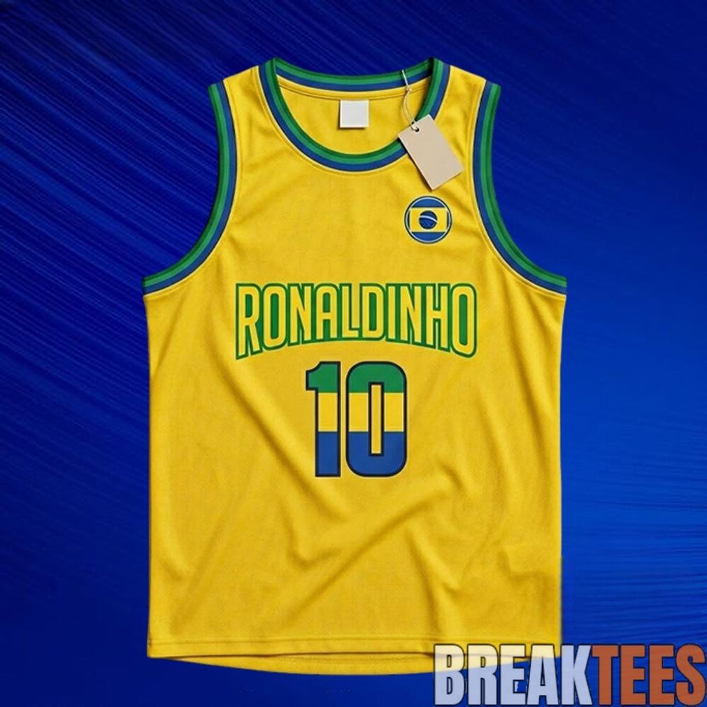 Ronaldinho #10 Brazil Yellow Basketball Jersey
