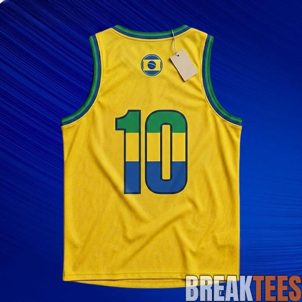Ronaldinho #10 Brazil Yellow Basketball Jersey