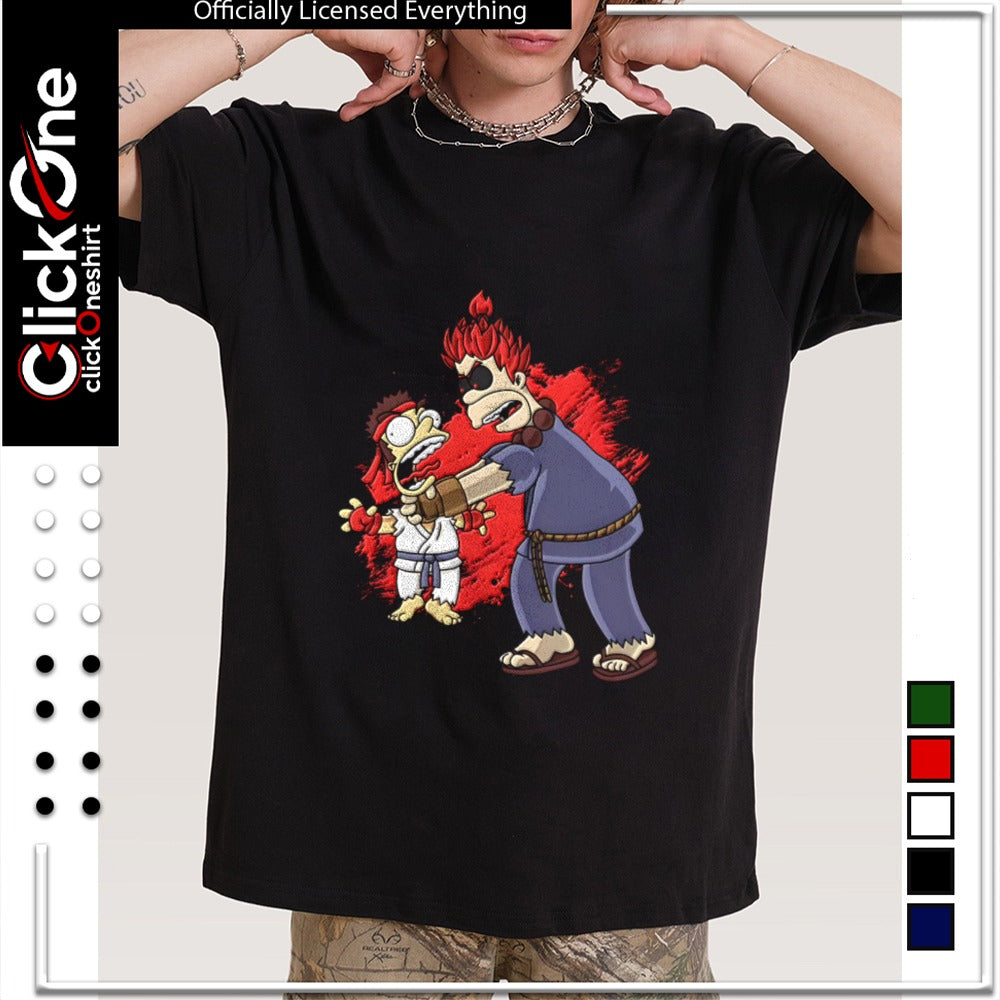 Ryu and Akuma from Street Fighter parody mashup shirt