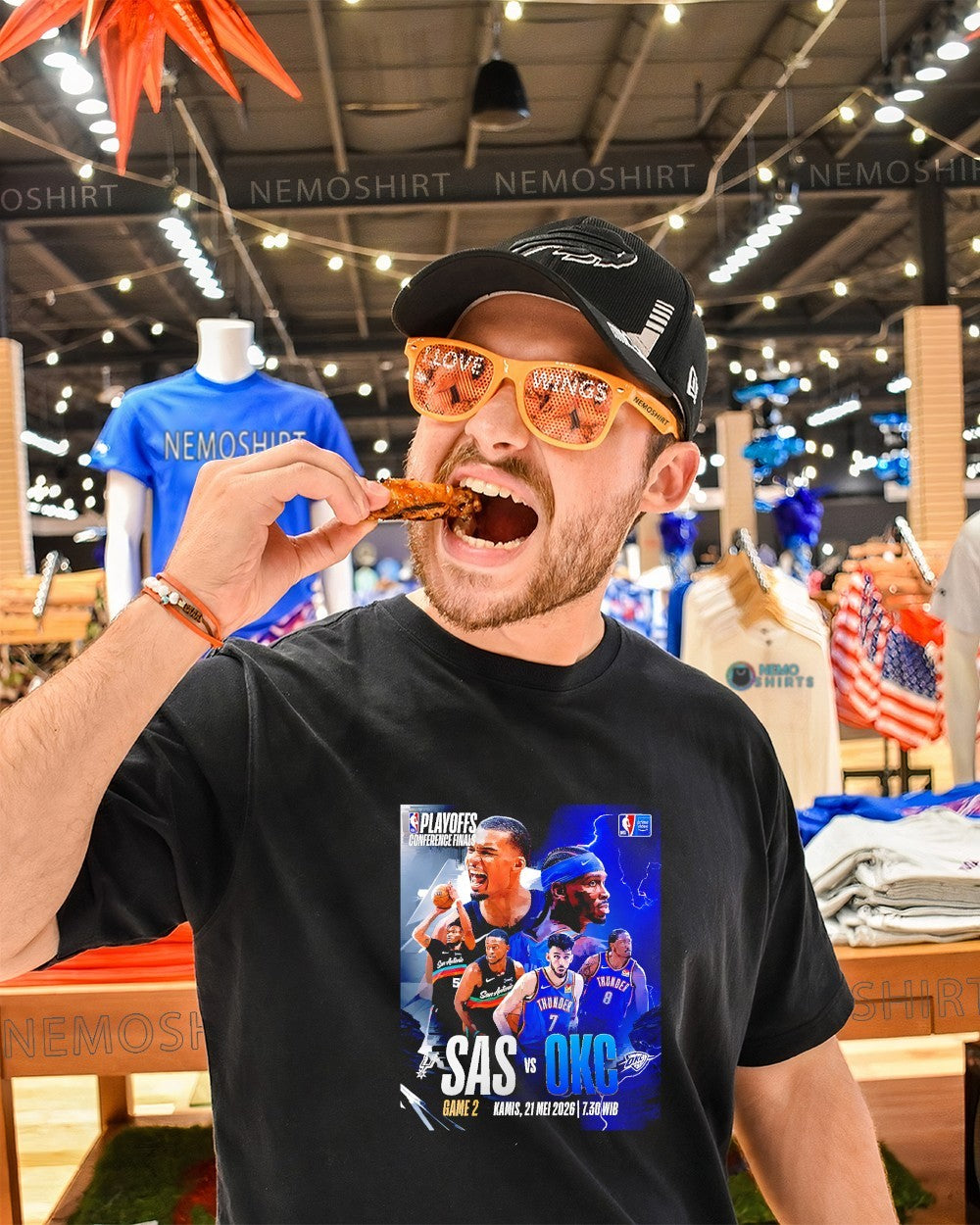 SAS vs OKC Game 2 Kamis 21 Mei 2026 Western Conference Finals shirt