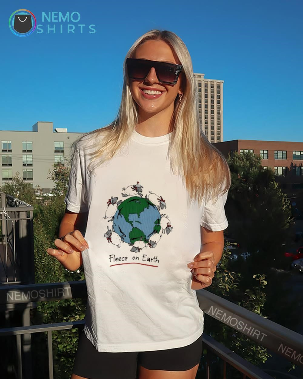 Fleece on Earth Shivering Sheeps graphic shirt