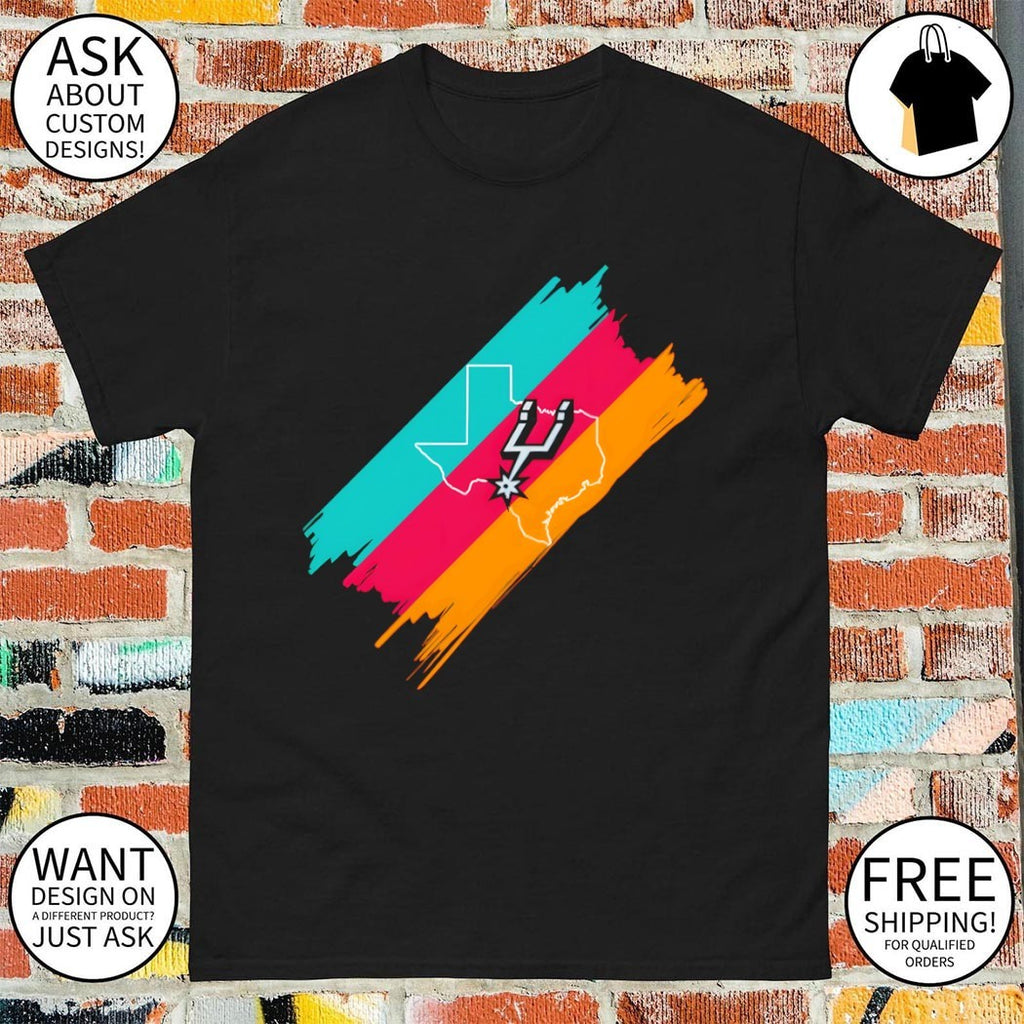 San Antonio Spurs Basketball NBA Texas Map Colors 2026 shirt