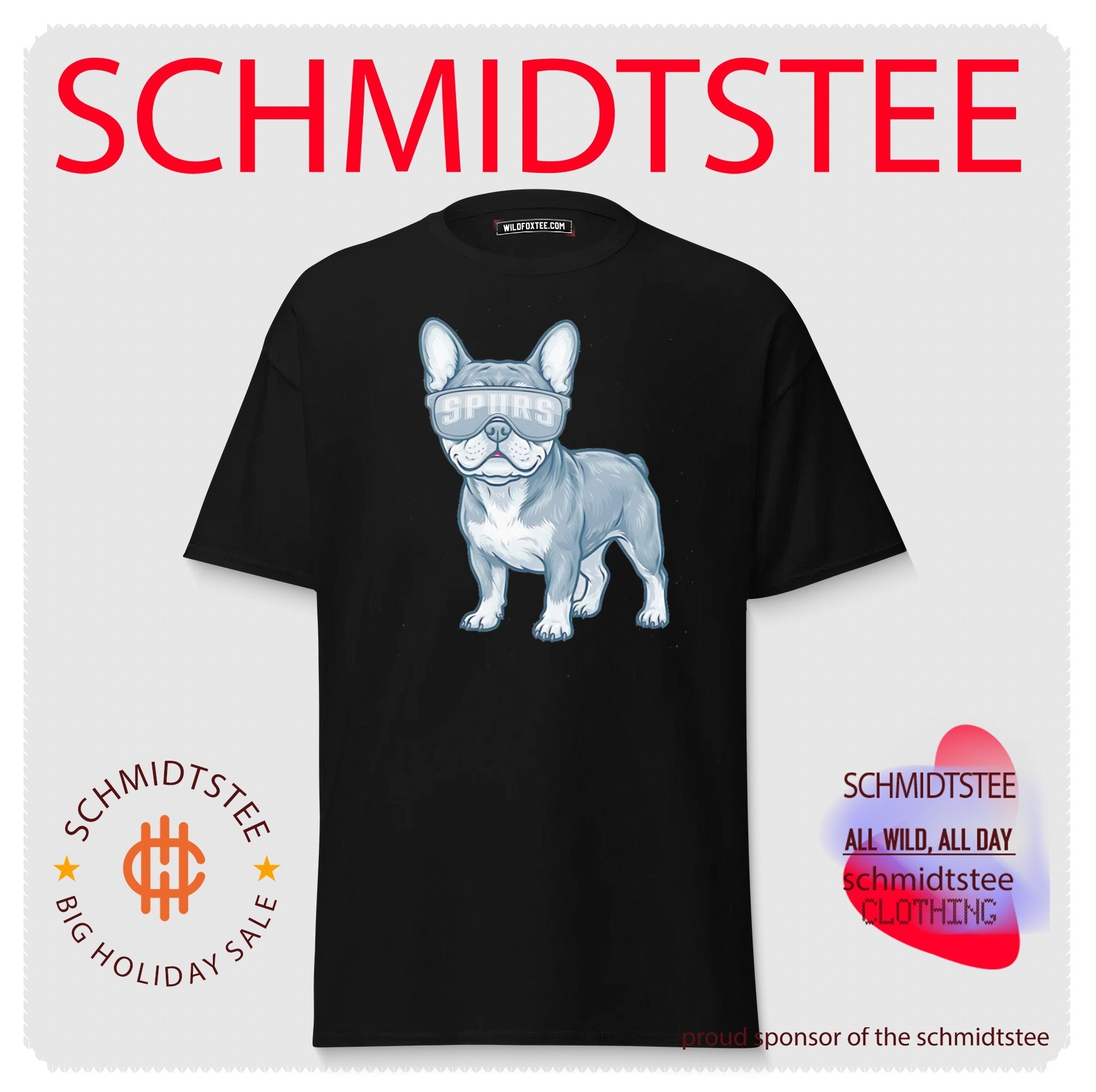 San Antonio Spurs French Bulldog cartoon shirt