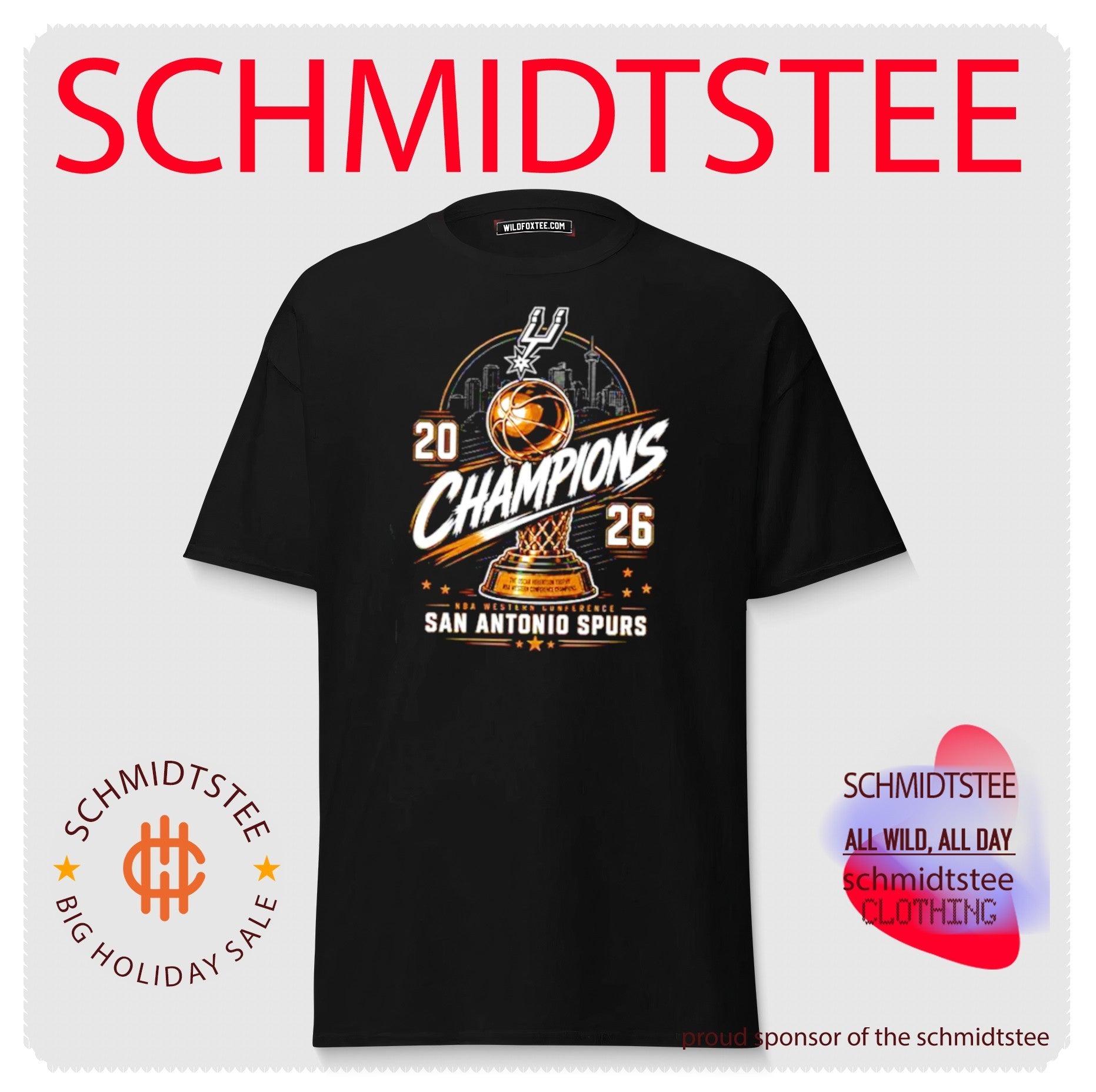 San Antonio Spurs Western Conference Champions 2026 trophy skyline shirt