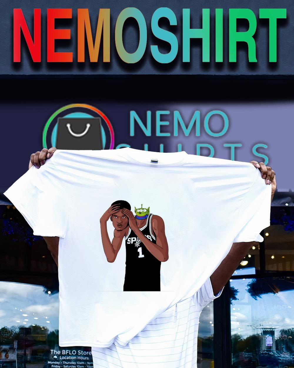 San Antonio Spurs player Victor Wembanyama alien shirt