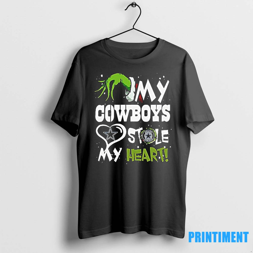 Santa Grinch X My Cowboys Football Stole My Heart Christmas Tshirts Sweater