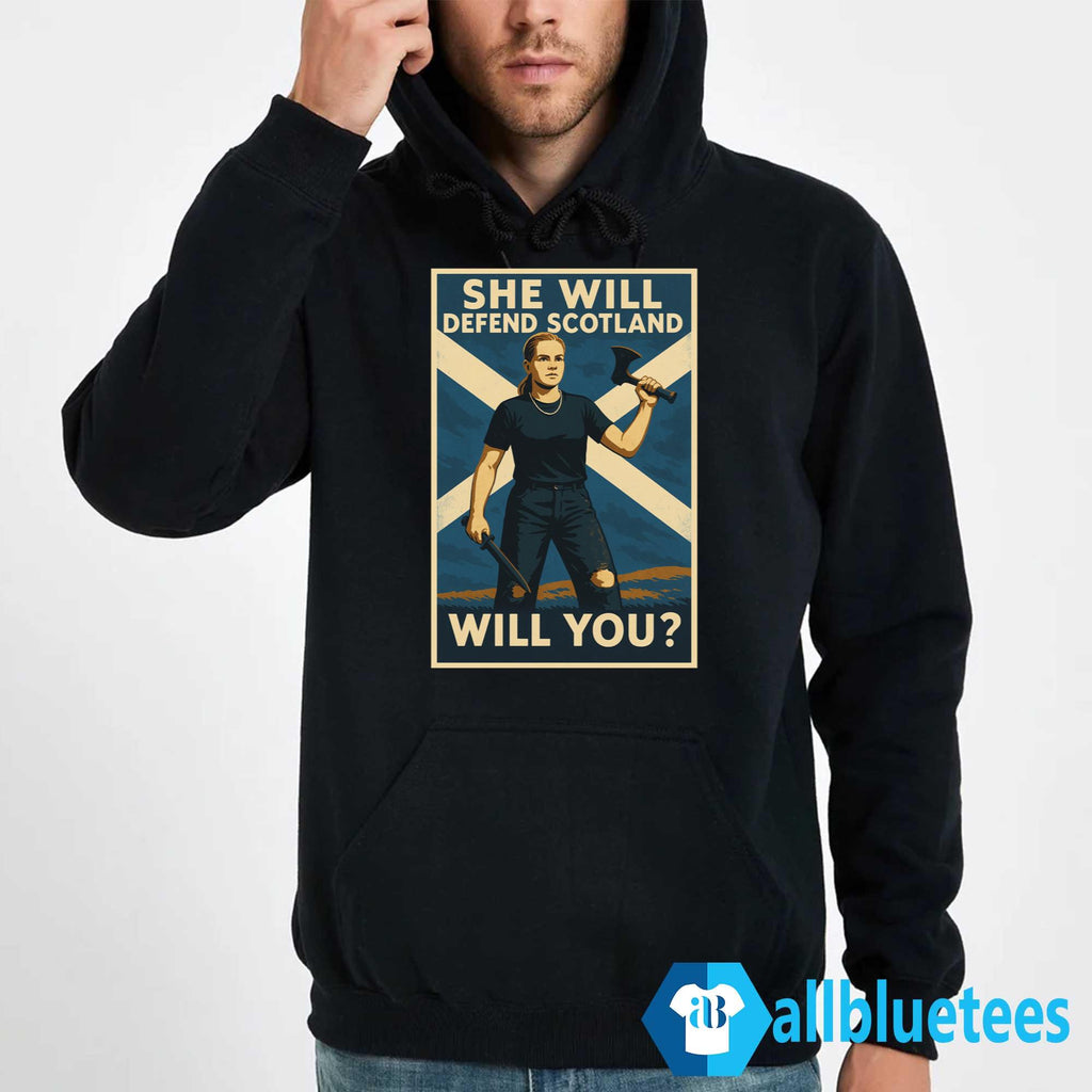 Scotland Knife Girl She Will Defend Scotland Will You Shirt