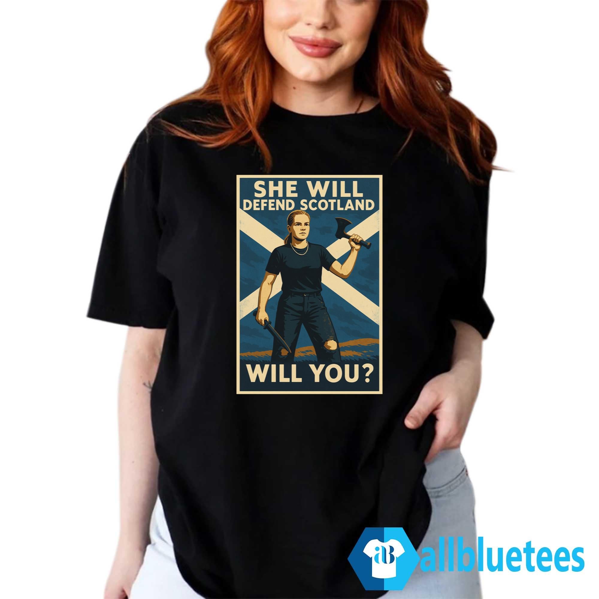 Scotland Knife Girl She Will Defend Scotland Will You Shirt
