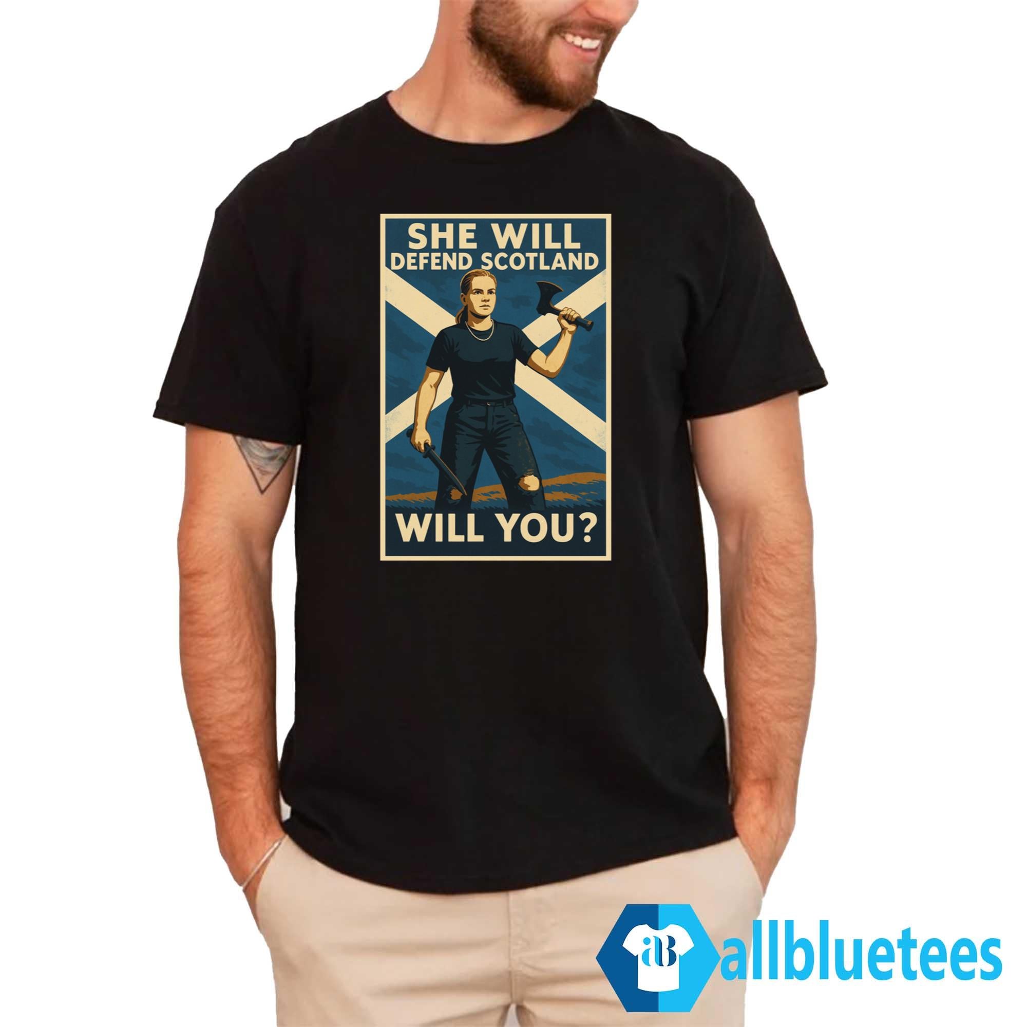 Scotland Knife Girl She Will Defend Scotland Will You Shirt