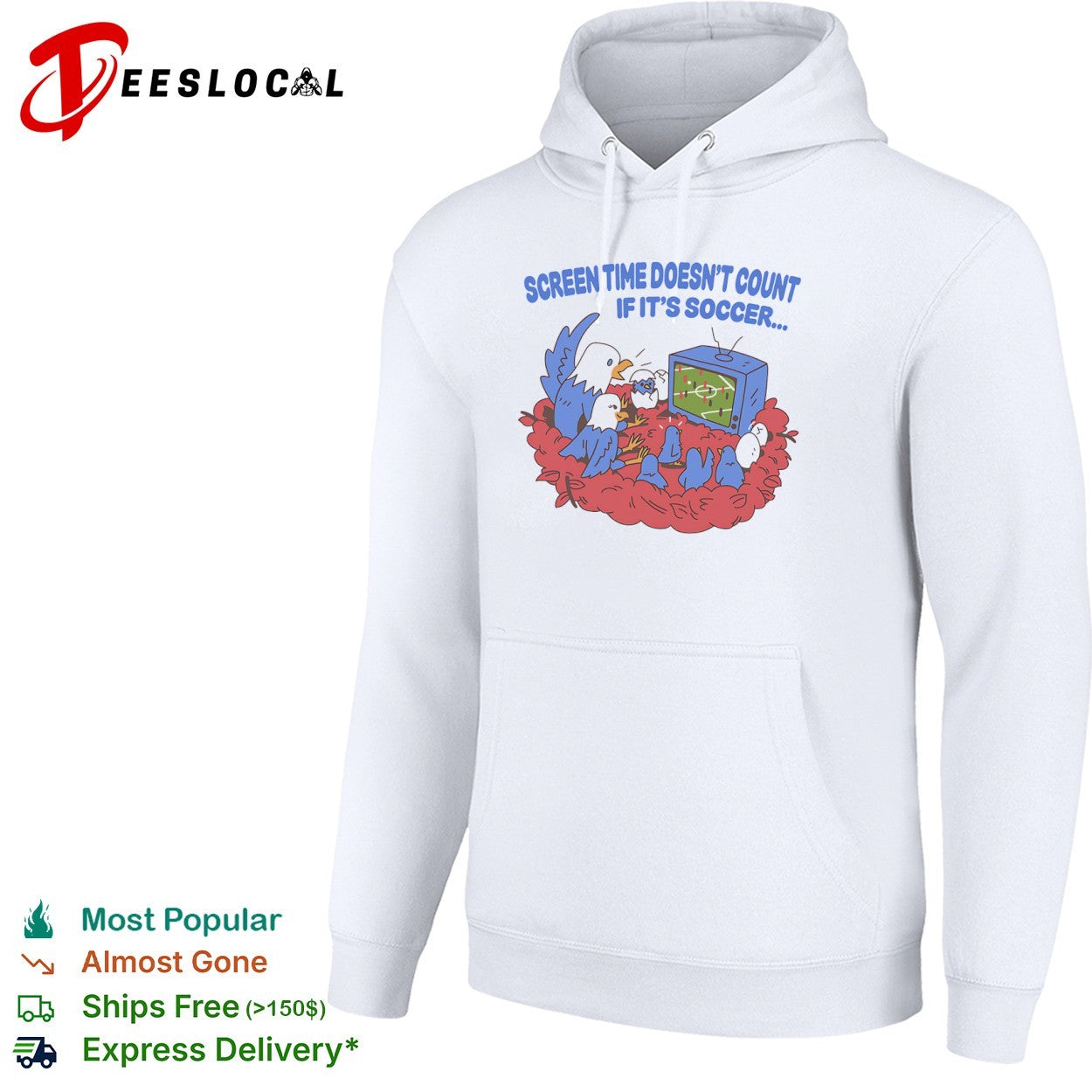 Screen time doesnt count if its soccer birds watching tv shirt