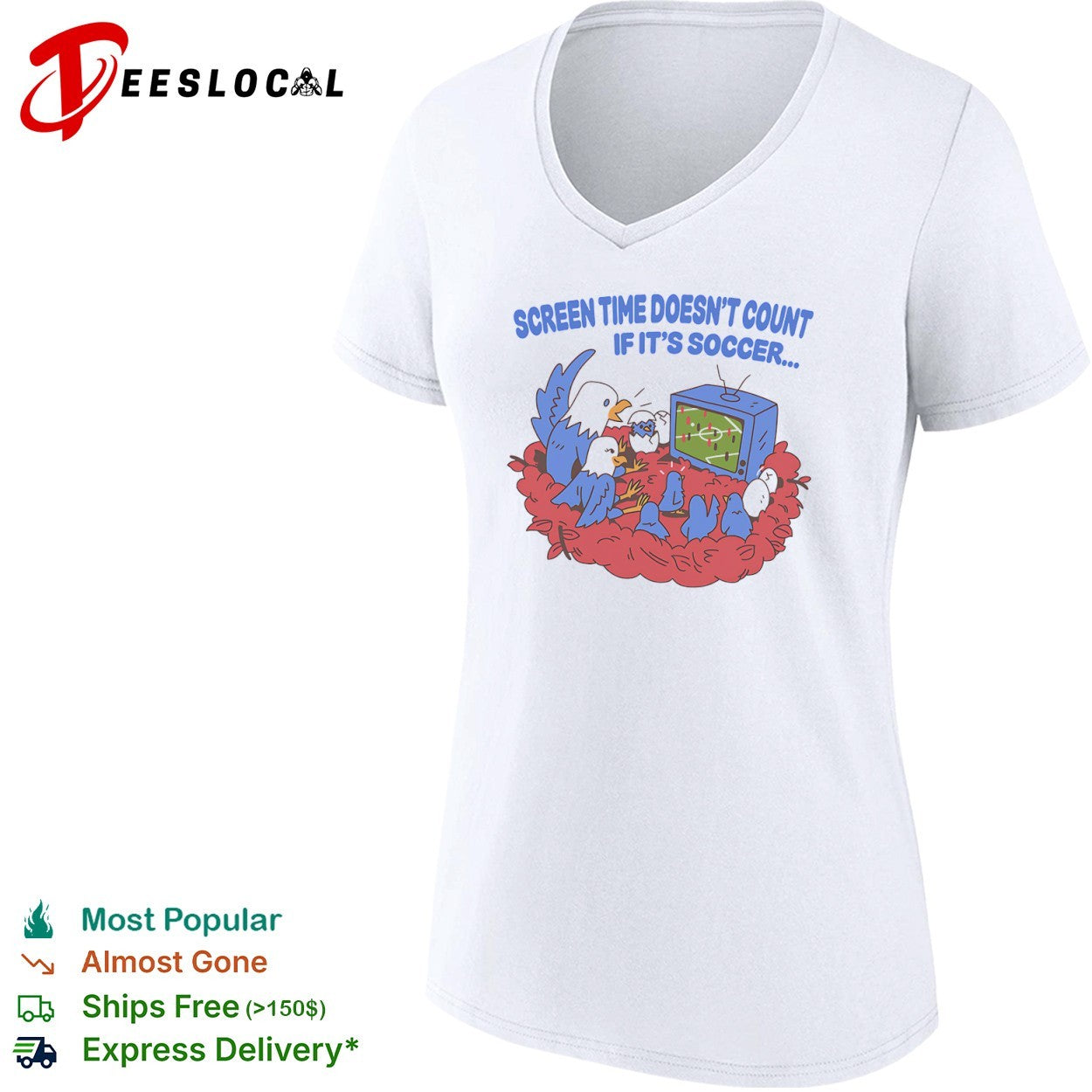 Screen time doesnt count if its soccer birds watching tv shirt