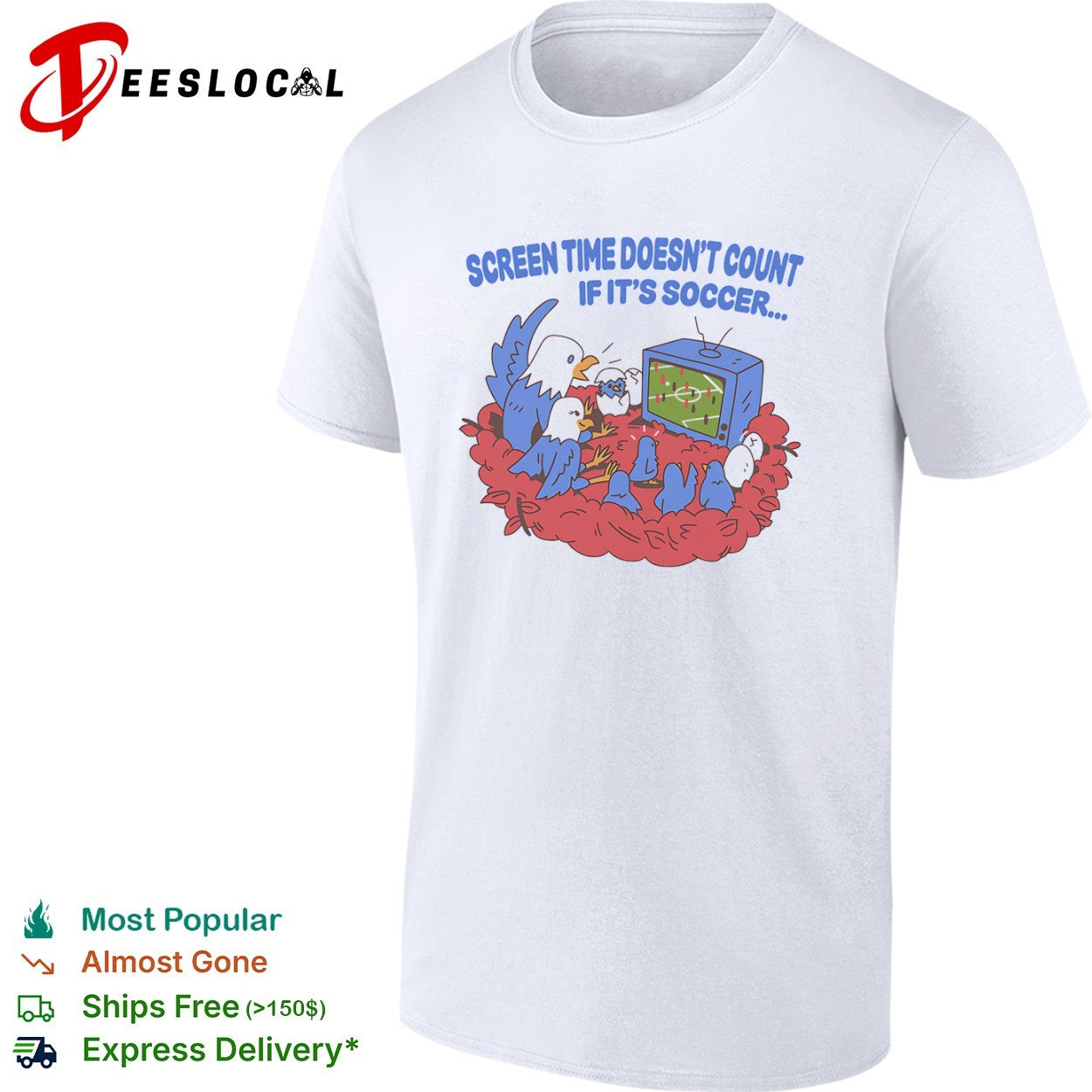 Screen time doesnt count if its soccer birds watching tv shirt