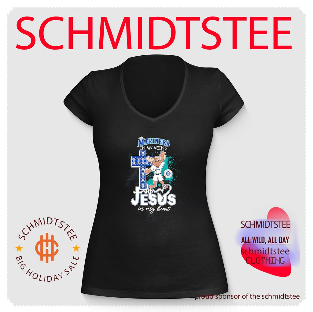 Seattle Mariners mascot Mariners in my veins cross Jesus in my heart shirt