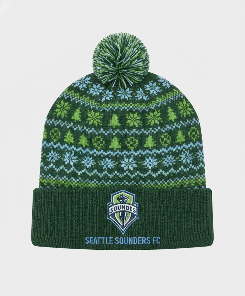 Seattle Sounders FC Knit Beanie Hat – Rave Green MLS Pom-Pom Winter Gear