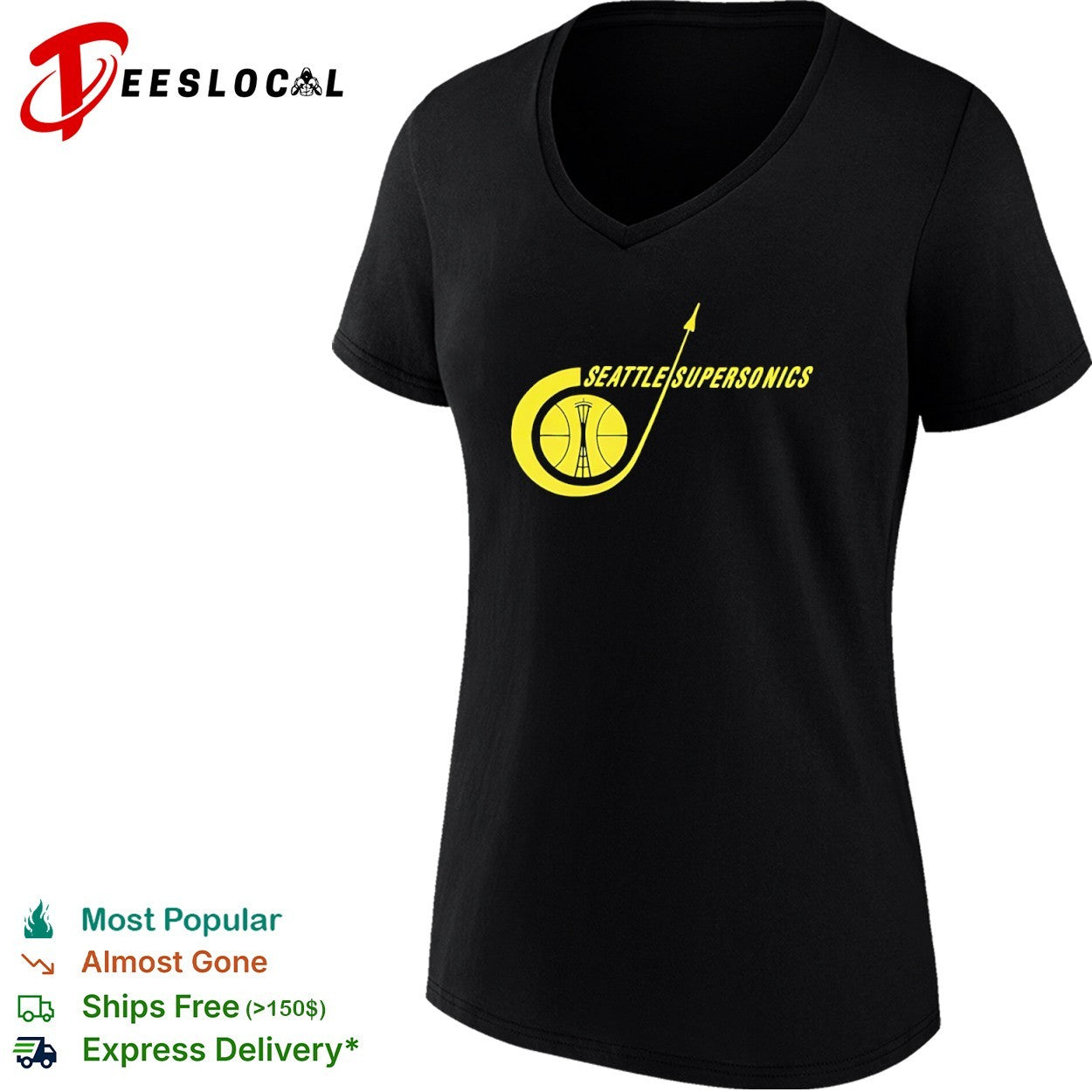Seattle SuperSonjcs Basketball Space Needle Logo shirt