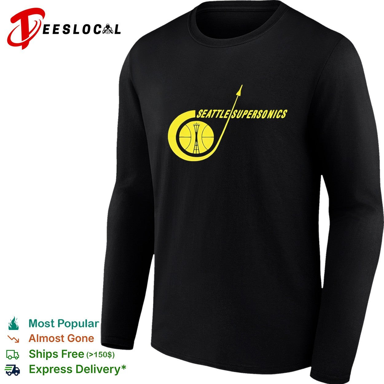 Seattle SuperSonjcs Basketball Space Needle Logo shirt
