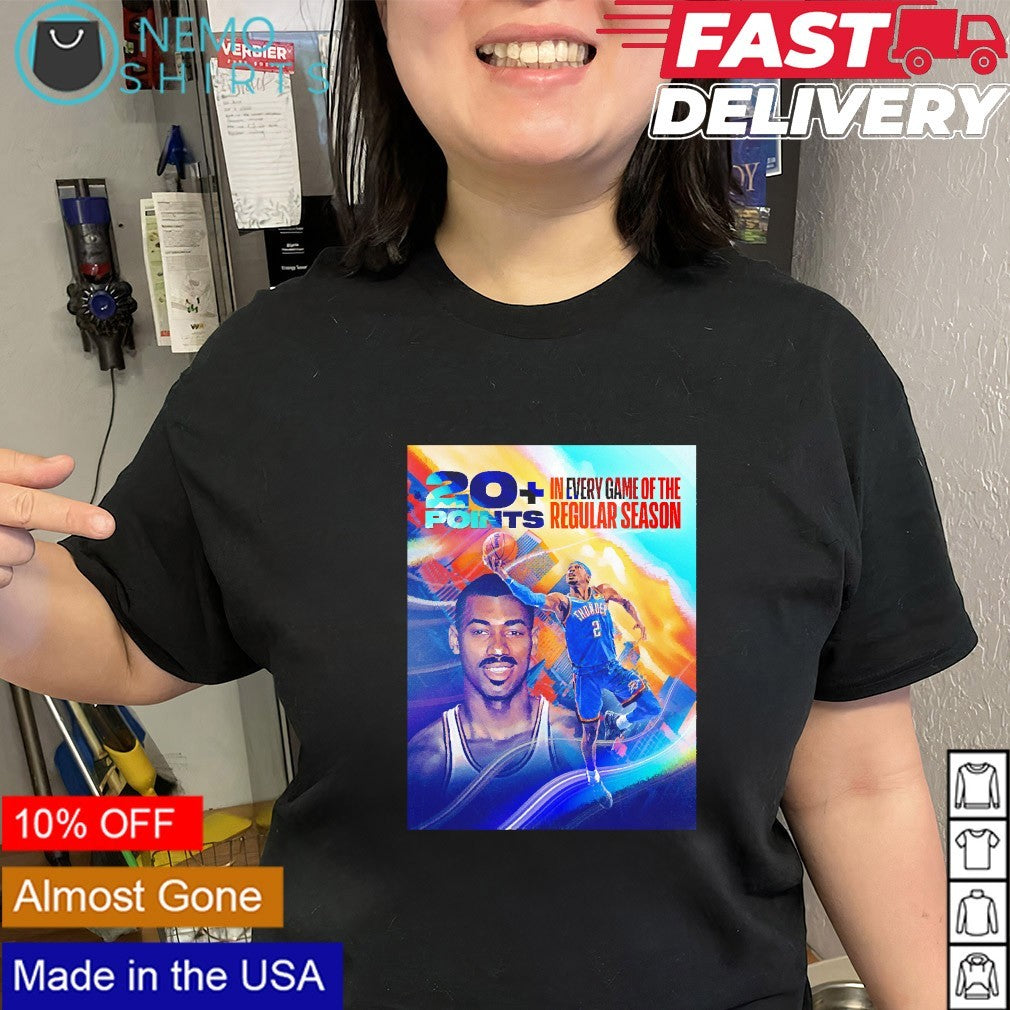 Shai Gilgeous-Alexander OKC Thunder 20 points in every game of the points regular season shirt