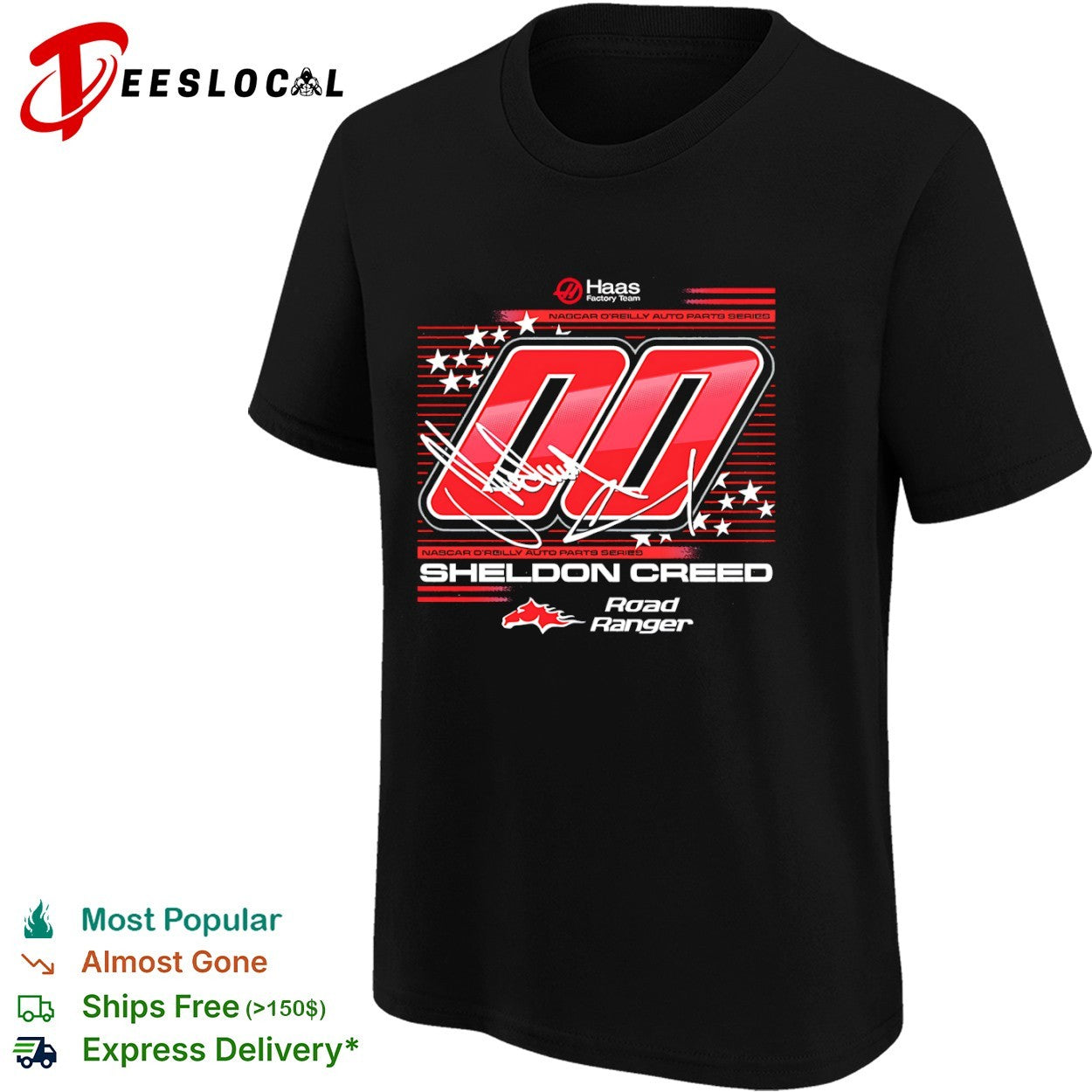 Sheldon Creed Haas Factory Team NASCAR OReilly Auto Parts Series number 00 Road Ranger shirt