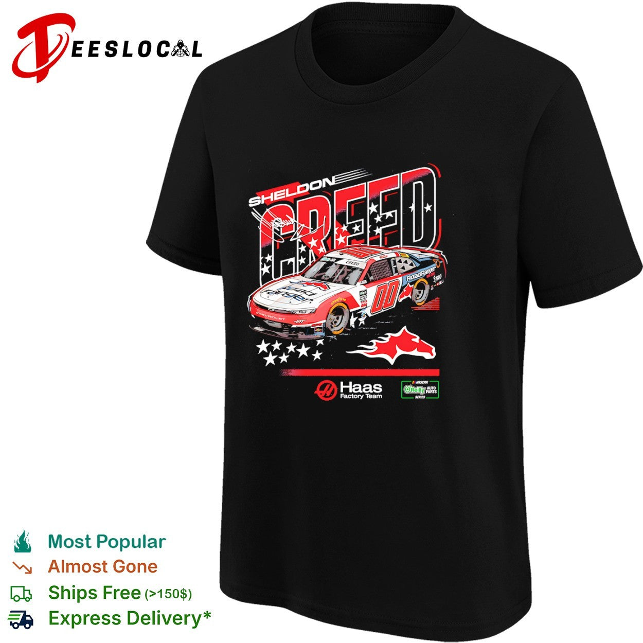 Sheldon Creed Haas Factory Team race car 00 Road Ranger NASCAR OReilly Auto Parts Series shirt