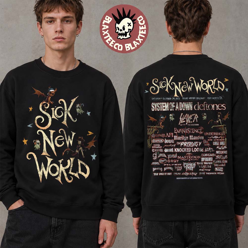 Sick New World Texas 2026 Festival Merch Fort Worth At Texas Motor Speedway On October 24 2026 Crewneck Sweatshirt